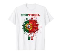 Portugal #1 Football Portuguese Flag Splatter T-Shirt