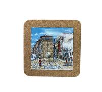 Portugal Azulejo Tiles, Ethnic Portugese Ceramic Tiles - Cork Trivets - Home & Wall Decorations (7.8 Inch - 20cm) (Porto River Walk)