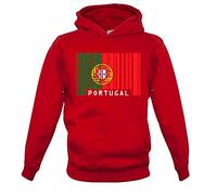 Portugal Barcode Style Flag - Childrens/Kids Pullover Hoodie - Fire Red - XXL (12-13 Years)