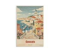 Portugal Cascais Exquisite Vintage Travel Poster Decorative Painting Print Picture Canvas Wall Art Bedroom Office Living Room Decoration 12x18inch(30x45cm)