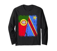 Portugal Congo Half Flag Portuguese Congolese Pride Jersey Long Sleeve T-Shirt