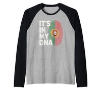 Portugal DNA Heritage Portuguese Roots Fingerprint Design Raglan Baseball Tee