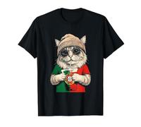 Portugal Flag Cat Portuguese Value Graphic T-Shirt, Men, Black, S