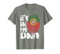 Portugal Flag It's in My DNA Portuguese Fingerprint Flag T-Shirt, Men, Olive Heather, 3X-Large