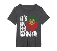 Portugal Flag It's in My DNA Portuguese Fingerprint Flag T-Shirt, Women's Plus, Dark Heather Grey, 3X