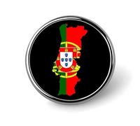 Portugal Flag Map Round Lapel Pin Button Brooch Tie Badge Elegant Hat Clothing Jewelry Accessories