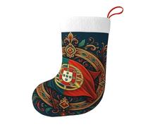 Portugal flag pattern Christmas Stocking 17.7", Festive Hanging Sock for Fireplace Mantel, Holiday Decorations