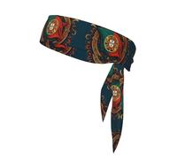 Portugal Flag Pattern Print Tie Headband For Women Men, Ninja Headbands, Adjustable Moisture Wicking Cooling Headband