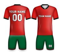 Portugal Football Kits for Chilidren European Jersey,Kids Boys Football Shirt and Shorts,Custom Team Name Number Logo Sportwear,Football Gifts for Baby Boys Girls Fan Red Green