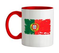 Portugal Grunge Style Flag - 11oz - Ceramic Two-Tone Mug for Coffee/Tea - Red/White - One Size
