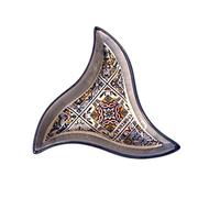 Portugal Hand Painted Pottery Star Tray Triangle Shape - Ceramic Serving Tray for Olives Sauces Salad Beautiful Gift from Portugal (4.9 x 4.9 Inch) (Maroon Flower)