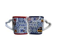 Portugal Heart Shape Espresso Cups, Coffee Tea Cups Includes Gift Box Portugese Monuments - Beautiful Gift from Portugal (Set of 2) (Tram & Monuments)