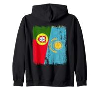 Portugal Kazakhstan Half Flag Portuguese Kazakh Jersey Zip Hoodie
