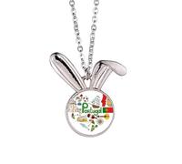 Portugal Love Heart Landscap National Flag Rabbit Necklace Pendant Bunny Animal Jewelry Gift