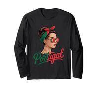 Portugal Messy Bun Girl Pride Portuguese Roots Long Sleeve T-Shirt