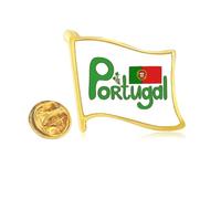 Portugal National Flag Green Pattern Golden Metal Flag Lapel Pin Badge
