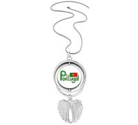 Portugal National Flag Green Pattern Pendant Angel Wings Rotating Necklace Jewelry