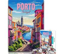 Portugal Porto Jigsaw Puzzles for Adults 1000 Piece Puzzle,Help The Brain Exercise Addictive Toys to Cultivate Patience A Work of Art 75x50cm