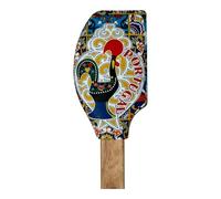 Portugal Silicone Spoons with Wooden Handle for Cooking Baking Dishes - Kitchen & Dinner Accessories - Wall Hanging Decorations (Yellow Themed Grid)