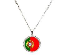 Portugal Silver Colour Necklace With Diamante Pendant And Gift Box