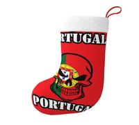 Portugal Skull Flag Christmas Stocking 17.7", Festive Hanging Sock for Fireplace Mantel, Holiday Decorations