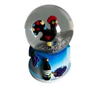 Portugal Sparkly Water Snow Globe Figurine in Famous Monuments & Base Designs - Portugese Snow Ball - Beautiful Souvenir Gift from Portugal (Black Rooster)