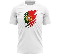Portugal Torn Mens T Shirt Portuguese Football Top, XL, White