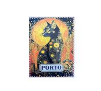 Portugese Azulejo Embosed Ceramic Tile Stand for Table or Wall Hanging Decoration - Beautiful Gift Souvenir from Portugal (Black n Gold Porto)