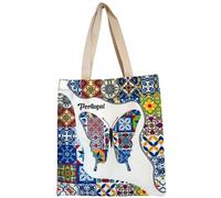 Portugese Traditional Symbols Tote Bags - Colorful Patterns Shopping Travel Hand Bags with Zipper & Sling, Butterfly, One Size