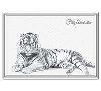 Portuguese Birthday card - Feliz Aniversário - Happy Birthday card Portuguese language - Premium Quality cards - Exclusive Unique design - Fine Art Tiger - Send to Portugal