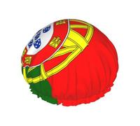 Portuguese flag Double Layer Shower Cap for Women Waterproof and Durable Protects Hair During Bath, Beauty