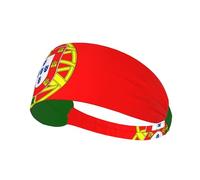 Portuguese Flag Elastic Sports Headbands - Sweat Absorbent Workout Headband for Running, Yoga, Gym, Men & Women