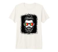 Portuguese Flag Man Bun Beard Travel Pride Premium T-Shirt