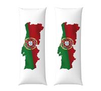 Portuguese Flag Map Print Faux Short Fleece Soft Pillow Covers For Bed Sofa Couch, Long Body Pillowcase With Zipper