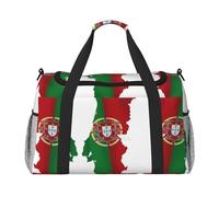 Portuguese Flag Map print Travel Duffle Bag Gym Bag for Women,Puffer Tote Bag,Weekender Overnight Bag Organizer, Black, One Size