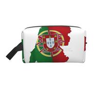 Portuguese Flag Map Printed Toiletry Storage Bag, Large Capacity Organizer Pouch for Power Bank and Cables Use