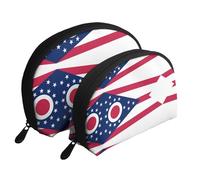 Portuguese flag Moon Cosmetic Bag, Travel Makeup Pouch, Portable Waterproof Cosmetic Pouch for Girls Women., Ohio State Flag, One Size