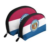Portuguese flag Moon Cosmetic Bag, Travel Makeup Pouch, Portable Waterproof Cosmetic Pouch for Girls Women., Missouri State Flag, One Size