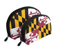 Portuguese flag Moon Cosmetic Bag, Travel Makeup Pouch, Portable Waterproof Cosmetic Pouch for Girls Women., Maryland State Flag, One Size