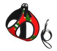 Portuguese Flag Pet Leash Vest For Small Dogs Cats Reflective Adjustable Soft Outdoor Walking Hiking Training