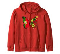 Portuguese Flag Pride Portugal Roots Butterfly Women Girls Zip Hoodie