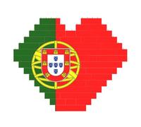 Portuguese Flag Print Art Brick Puzzle Heart Shaped DIY Building Blocks Set 3D Jigsaw Home Decor 53 Pieces