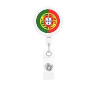 Portuguese Flag Print Badge Holder Retractable Reel, with ID Alligator Clip Rotatable Buckle, for Nurse Teacher