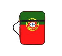 Portuguese Flag Print Book Protector Holder Case, Study Bible Carrying Case With Multiple Internal Compartments