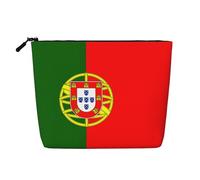 Portuguese Flag Print Cosmetic Bag for Women,Faux Linen Makeup Bag Large Capacity,Perfect for Travel Daily Use