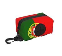 Portuguese flag print Dog Poop Bag Holder Doggie Waste Bag Dispenser Small Doggy Zipper Pouch with Carabiner Clip