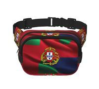 Portuguese flag print Fanny Pack Waist Packs with Extender for Men Women, Waist Bag Hip Pack with Zipper Pockets, Black, One Size