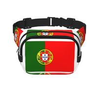 Portuguese flag print Fanny Pack Waist Packs with Extender for Men Women, Waist Bag Hip Pack with Zipper Pockets, Black, One Size