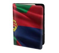 Portuguese flag print Leather Card Case Travel Accessories Passport Holder Cover Wallet for Women Men, Black, One Size