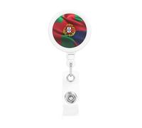 Portuguese Flag Print Retractable Badge Holder with Clip Name Card Holders for Office Worker Doctor Nurse